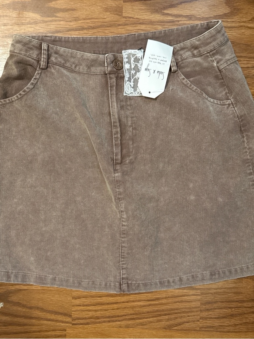 Sadie & Sage Taupe Corduroy Mini Skirt